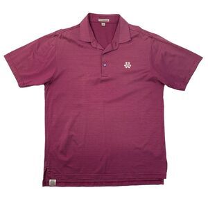 Peter Millar Polo Shirt Mens M Medium Cerise Pinstripe Short Sleeve Golf